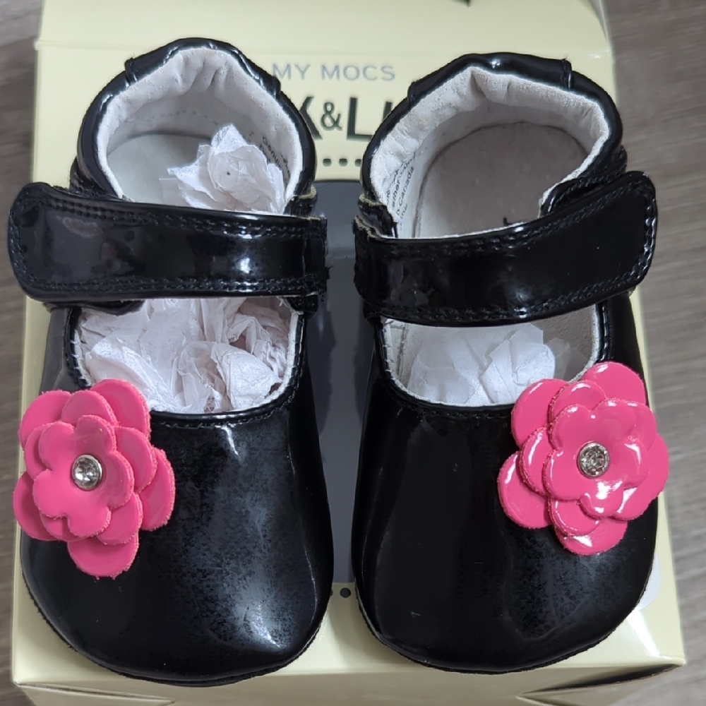 Jack & Lily Baby Black Patent Dressy Flats